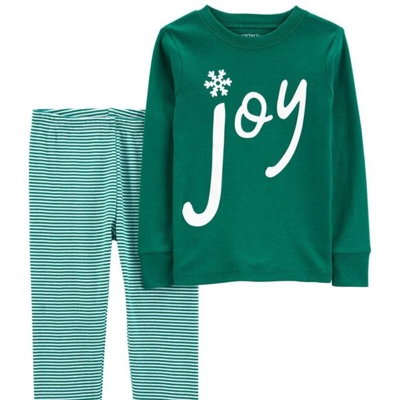Carter's 2-Piece Holiday 100% Snug Fit Cotton PJs Green - Picture 1 of 3